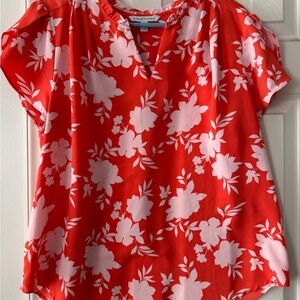 Floral Red and Pink Women's Top
